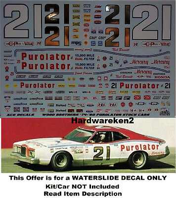 #ad NASCAR DECAL #21 PUROLATOR DAVID PEARSON 1974 1980 MERCURY COUGAR MONTEGO $26.00