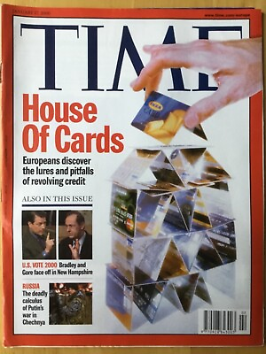 #ad TIME MAGAZINE 17 JANUARY 2000 HOUSE OF CARDS U.S. VOTE 2000 RUSSIA GBP 6.99