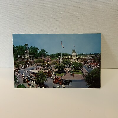 #ad Disneyland Town Square—Main Street…Magic Kingdom Old Postcard $6.50