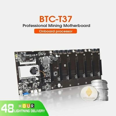 #ad BTC T37 Mining Motherboard with CPU 8 GPU Video Cards Riserless Miner Mainboard $113.95