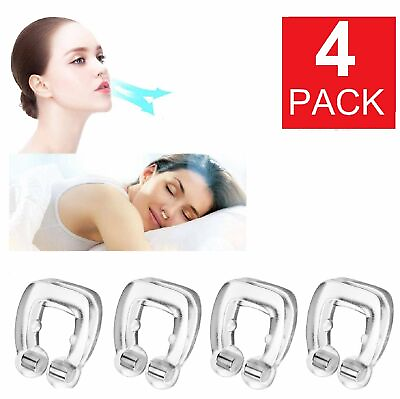 #ad 4PC Silicone Magnetic Anti Snore Nose Clip Stop Snoring Apnea Aid Device Stopper $5.09