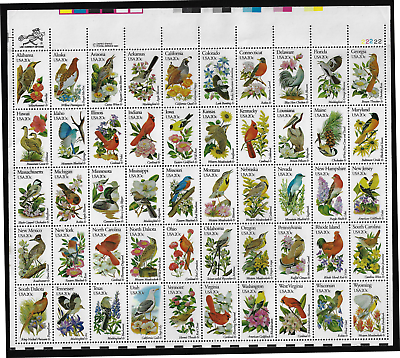 #ad US Stamps Full Pane Of 50 State Birds and Flowers #1953 2002 $24.95