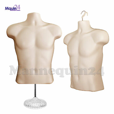#ad 1 Mannequin Torso Flesh Male with Stand amp; Hanger Plastic Men#x27;s Body Form $54.85
