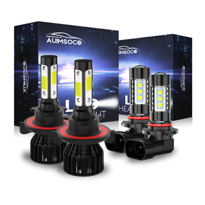 #ad 4PCS H13 H10 LED Headlight Combo High Low Beam amp; Fog Light Bulbs Kit White 6000K $39.99