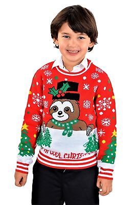 #ad SOCAL LOOK Children Ugly Christmas Sweater Sloth Cool Pullover Red $24.99