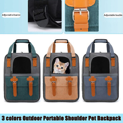 #ad 3 colors Outdoor Portable Shoulder Pet Backpack Handheld Foldable Breathable Cat $53.01