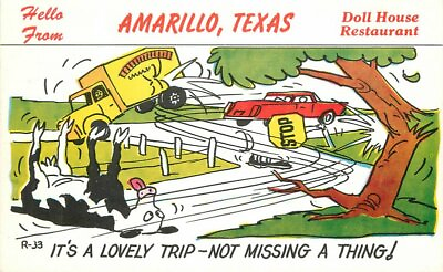 #ad Amarillo Texas 1950s Rte 66 Doll House Restaurant Advertising Postcard 21 12482 $9.61