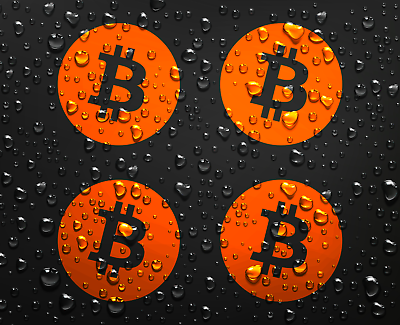 #ad 4x Bitcoin Logo Decal BTC Sticker Crypto Digital Currency Coin Orange 50x50mm GBP 3.89