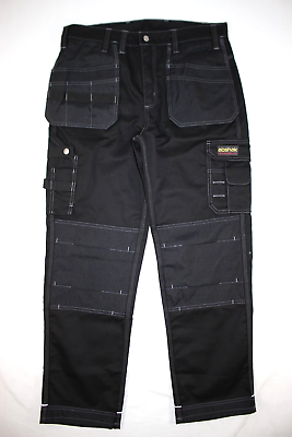 #ad Abshak Safety Cordura Work Trouser Pants Cargo Multi Pocket Men#x27;s Black 36x32 $29.99