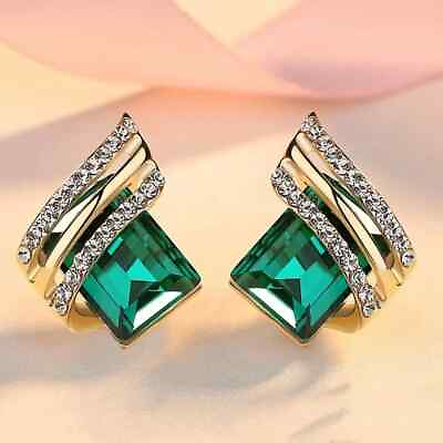 #ad New Earrings Female Crystal Geometric Decoration Christmas Halloween Gifts Green $12.98