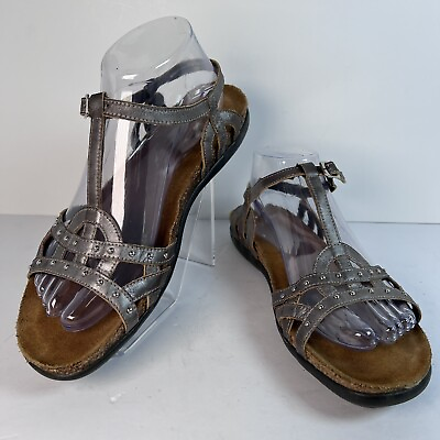 #ad Naot Dorith Gladiator Sandals Strappy Flats Silver Leather Women#x27;s Size 41 $34.00