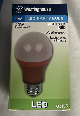 #ad WESTINGHOUSE LED Red 40 Watt Party Bulb Uses Only 5 Watts Of Power 03153 $15.34