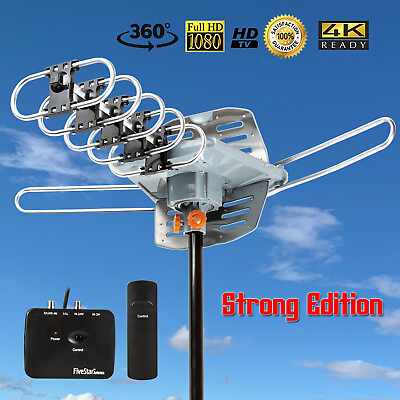 #ad HDTV Antenna 1080P Outdoor Amplified Digital 360 Rotor HD TV UHF VHF FM 150 Mile $29.99