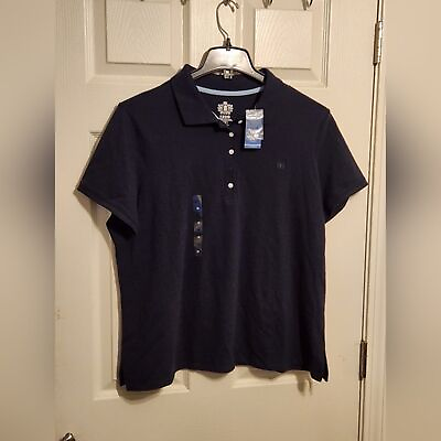 #ad IZOD NWT women navy blue size 1X short sleeve polo shirt $19.99