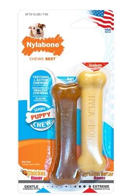 #ad Nylabone Classic Puppy Chew Flavored Durable Dog Chew Toy 2 count X Small Petite $7.99