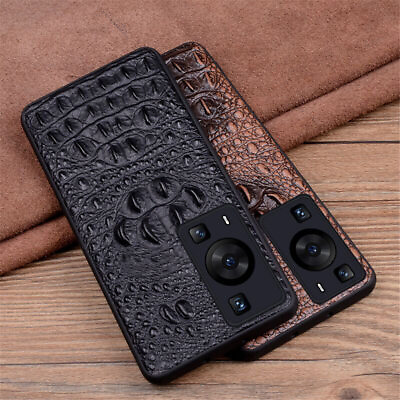 #ad Genuine Leather Slim Case fr Huawei P60 Pro P60 Crocodile Grain Armor Back Cover $18.80