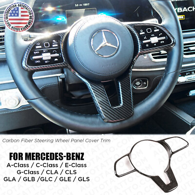 #ad Mercedes A C CLA GLB GLC GLE Carbon Fiber Style Steering Wheel Cover Trim Sport $24.99