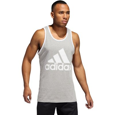 #ad Adidas Mens Logo Tank Shirt Medium Grey Heather White 2XL $14.70