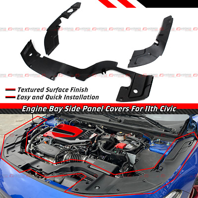 #ad FOR 2022 24 11TH GEN HONDA CIVIC 3PC ENGINE BAY COOLING SIDE PANEL COVERS SHIELD $59.99