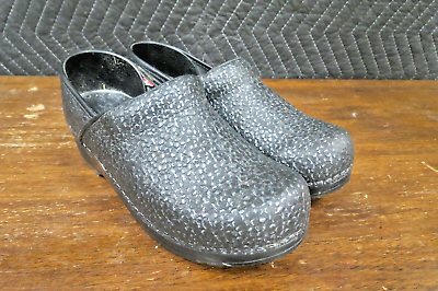 #ad Sanita Danish Black Women#x27;s Clogs Tooled Leather Shoes Size 37 EU 6.5 US $24.99