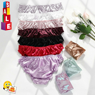 #ad Sexy Women Ladies Satin Silky Briefs Panties Lingerie Underwear Knickers S XL $2.84