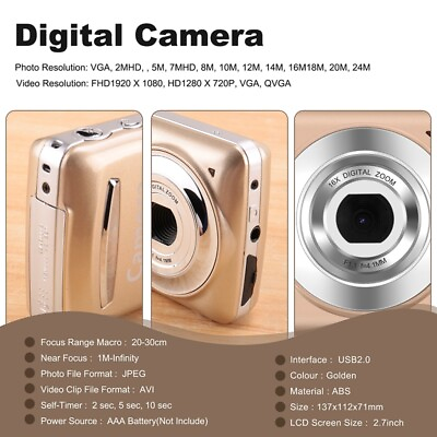#ad 1X Digital CameraPortable Cameras 16 Million Pixel Compact Home Digital8094 AU $29.99