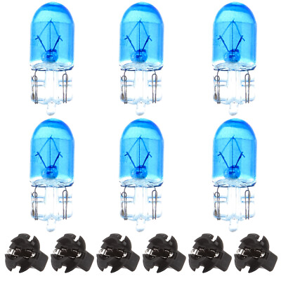 #ad 6X T10 Blue Halogen Bulbs Instrument Panel Light 6X T10 socket 1 2quot; Fits Ford $7.97