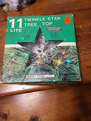 #ad VINTG 11 Lite Mini Star Christmas Tree Top Topper Single Flashing Box 5quot; Silver $16.09