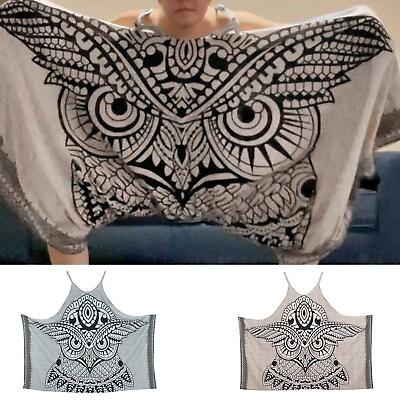 #ad Women#x27;s Casual Owl Print Pocket Romper Long Playsuit Strap Jumpsuit Lady $21.55