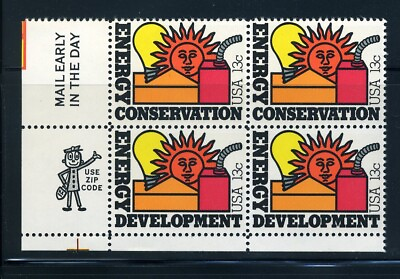 #ad US Scott 1723 24 MNH Block of 4 Stamps 13 cent Energy 1977 $2.90