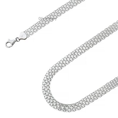 #ad 925 Sterling Silver Bismark Chain 8mm Necklace Italian 925 New $120.72