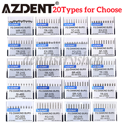 #ad 10pcs box AZDENT Dental Diamond Burs Drills FG Burs for High Speed Handpiece $67.70