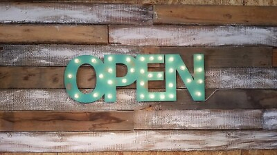 #ad Handmade OPEN Lighted Sign Marquee Business Sign CUSTOM with Free Shipping $129.00