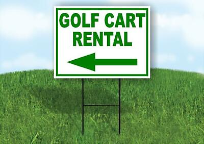 #ad GOLF CART RENTAL LEFT arrow Yard Sign Road with Stand LAWN SIGN Single sided $19.99