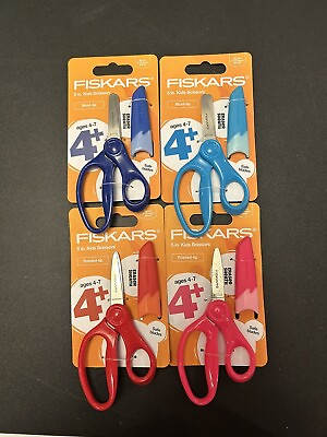 #ad Fiskars Kids 5 Inch Scissors Sheath Eraser Cover Safety Edge Pointed Lot Of 4 $10.99
