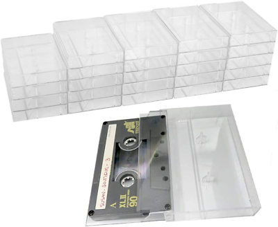 #ad 25 Pack Cassette Tape Cases Clear Plastic Storage Audio No Scratch Dirt $32.11