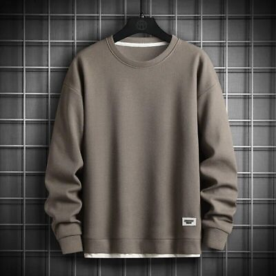 #ad Men Casual Sweatshirt Pullover Tops Streetwear Solid Loose Hoodies Long Sleeve $32.37