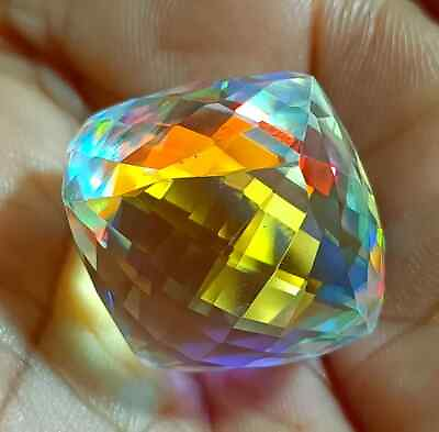 #ad 47.30 Ct EGL Certified Natural Cube Cut Rainbow Mystic Quartz Best LooseGemstone $24.93