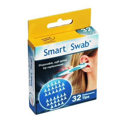 #ad Smart swab tips 32 spiral tip pack for earwax removal disposable tips tips only $9.99