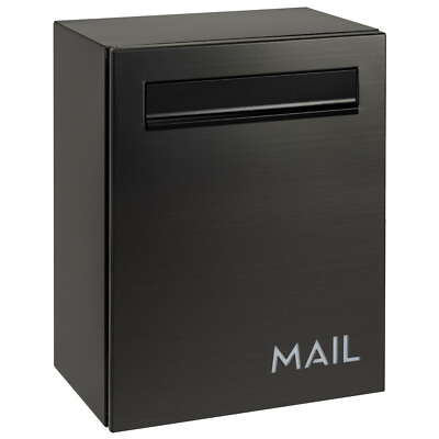 #ad OPEN BOX Modern Dark Stainless Locking Mailbox 15.75quot;H x 11.75quot;W x 7.5quot;D $44.99