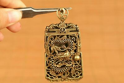 #ad chinese old bronze Hand carving dragon statue netsuke pendant gift Amulets $4.00