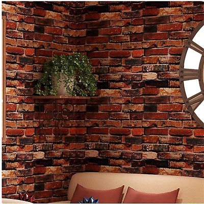 #ad Brick Wallpaper Rust Red Peel and Stick Wallpaper Self Adhesive 18quot; X 120quot; $13.99