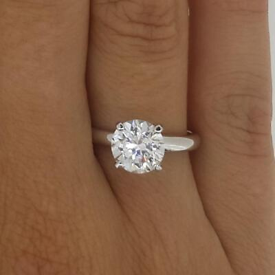 #ad 2 Ct 4 prong Solitaire Round Cut Diamond Engagement Ring SI1 F White Gold 14k $3749.00