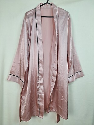 #ad Ladies Satin Kimono Nightwear Belted Robe Pink Size Medium GBP 6.99