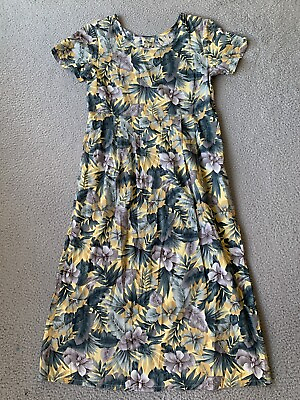 #ad Vintage Pau Hana Maxi Hawaiian Dress Womens Small S Tropical Floral $8.75