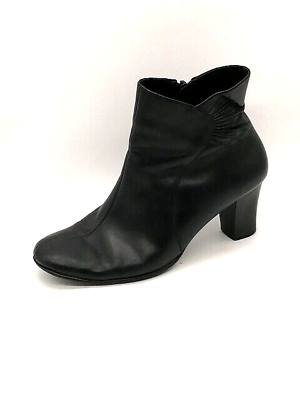 #ad Croft amp; Barrow Womens Ankle Boot Huntley Black Leather Side Zip High Heel 7.5 $12.74