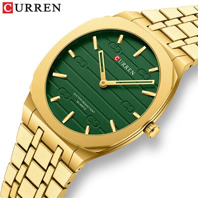 #ad CURREN Men Quartz Watch Luxury Gold Wristwatch Steel Wristwatch Business Watches $17.20