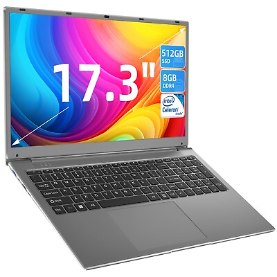 #ad SGIN 17.3quot; FHD Laptop Notebook Intel Celeron 2.5 GHz 512 GB memory 8 GB SSD HDMI $269.00