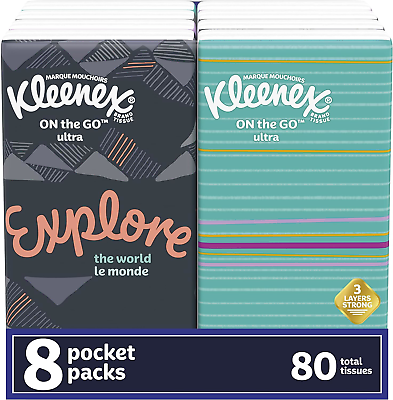 #ad Kleenex Trusted Care Facial Tissues 8 On The Go Travel Packs 10 Count Pack of $3.64