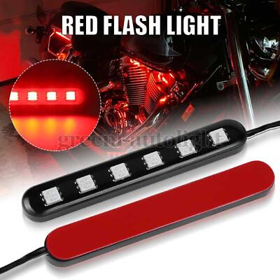 #ad #ad 2X 3inch Red 6 LED Light Motorcycle Tail Brake Signal Flash Strobe Light Strip $10.59
